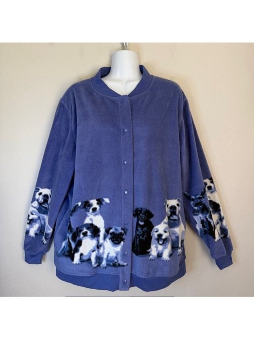 Blair Fleece Lined Snap From Jacket Dogs Labs Frenchies L VTG Lt Purple Blue